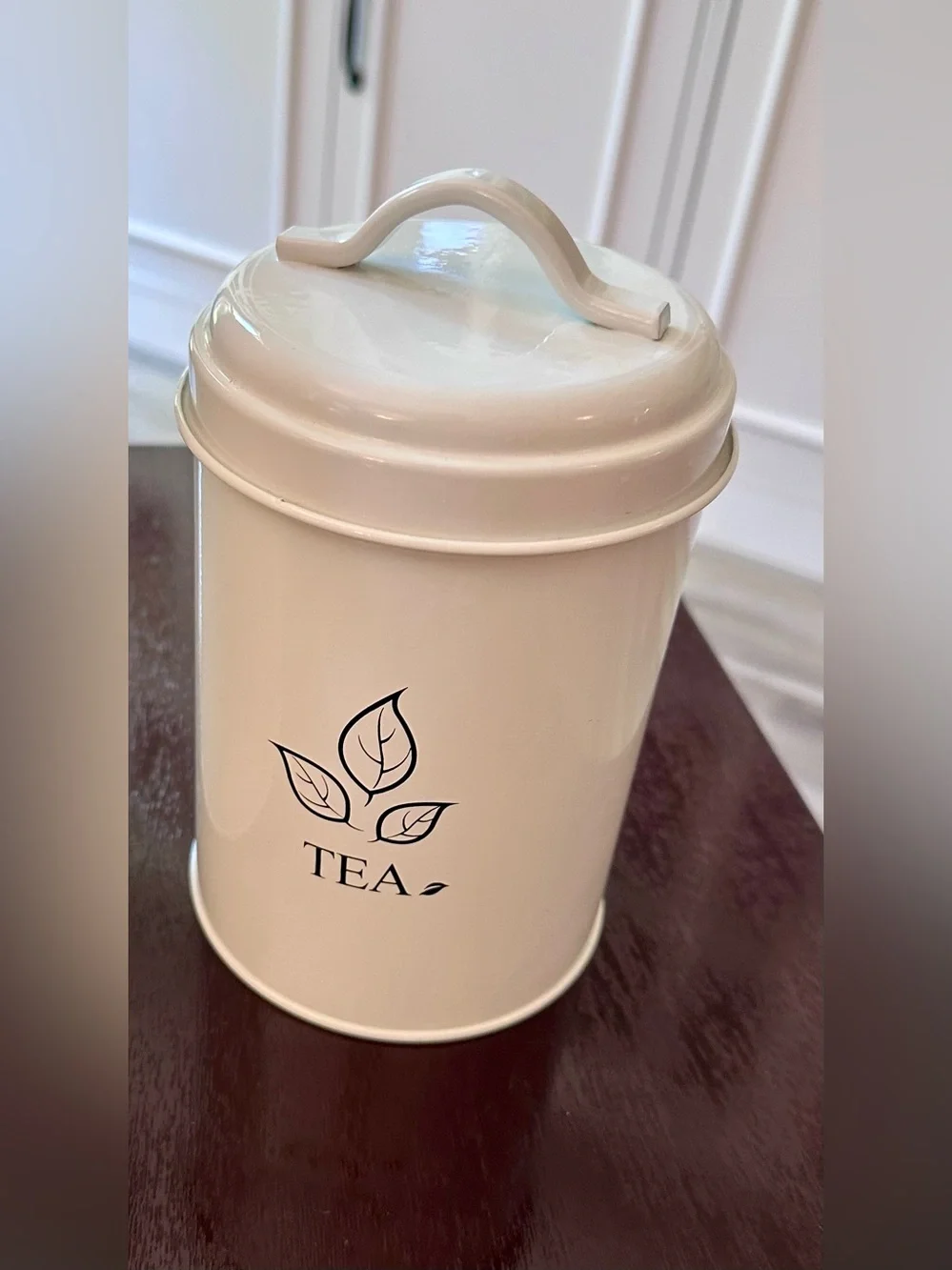 3-Piece White Metal Coffee Tea Sugar Canister Set with Lids